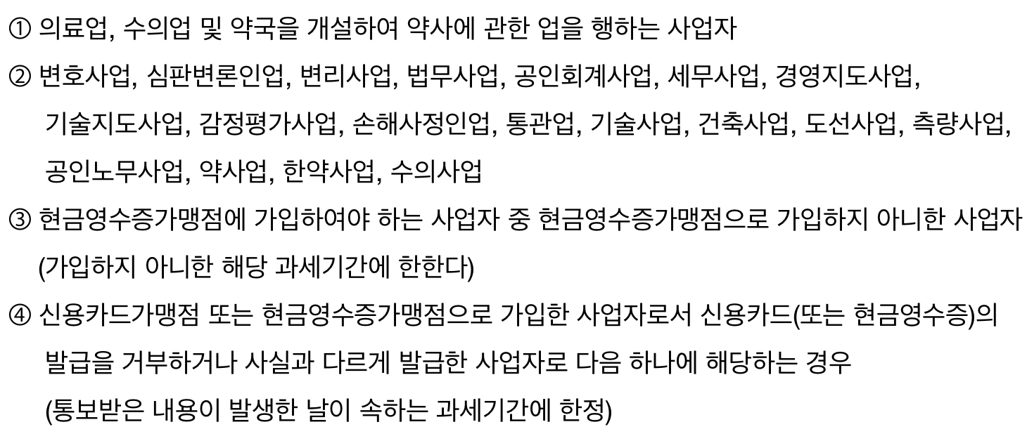 단순경비율 적용이 배제되는 사업자