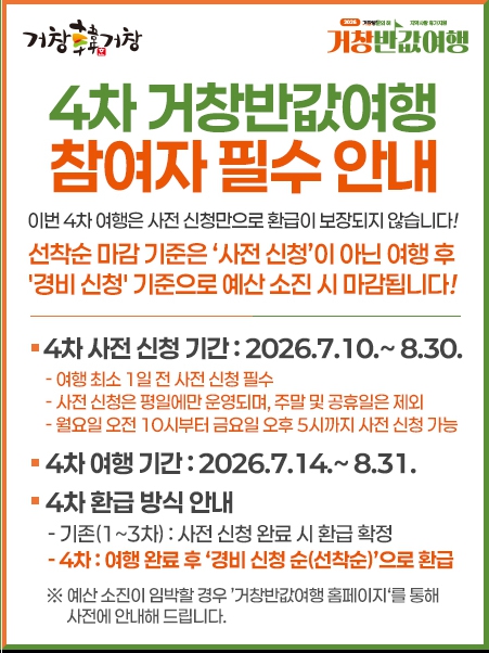 거창반값여행 4차 참여자 필수 안내 홈페이지 바로가기 