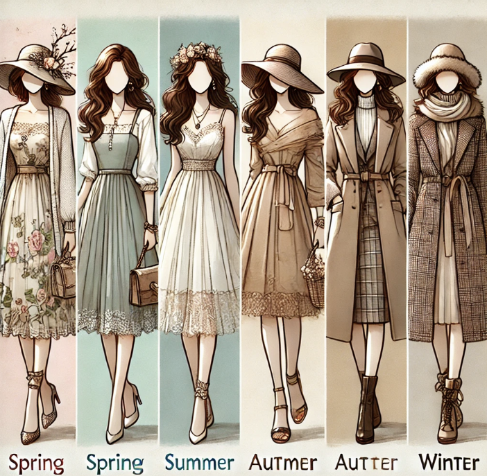 봄&middot;여름&middot;가을&middot;겨울 하객룩 _일러스트