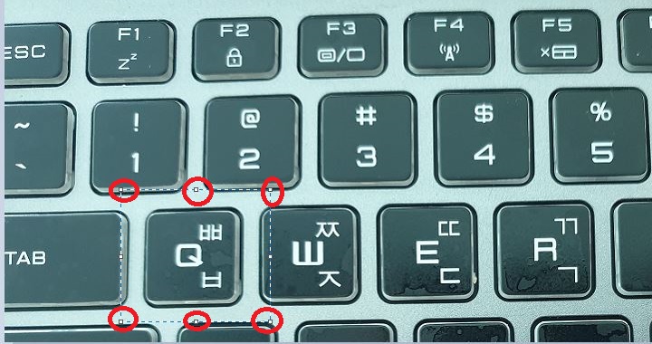 점선위에 흰점 6개 보임