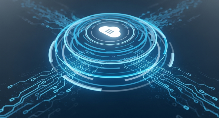 데이터를 안전하게 보호하는 3중 보안 클라우드 백업 시스템의 추상적인 디지털 이미지