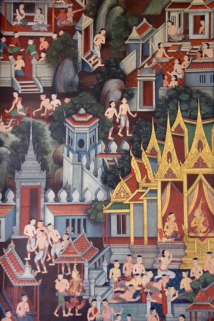 태국 전통 사원 건축 관련 - 벽화