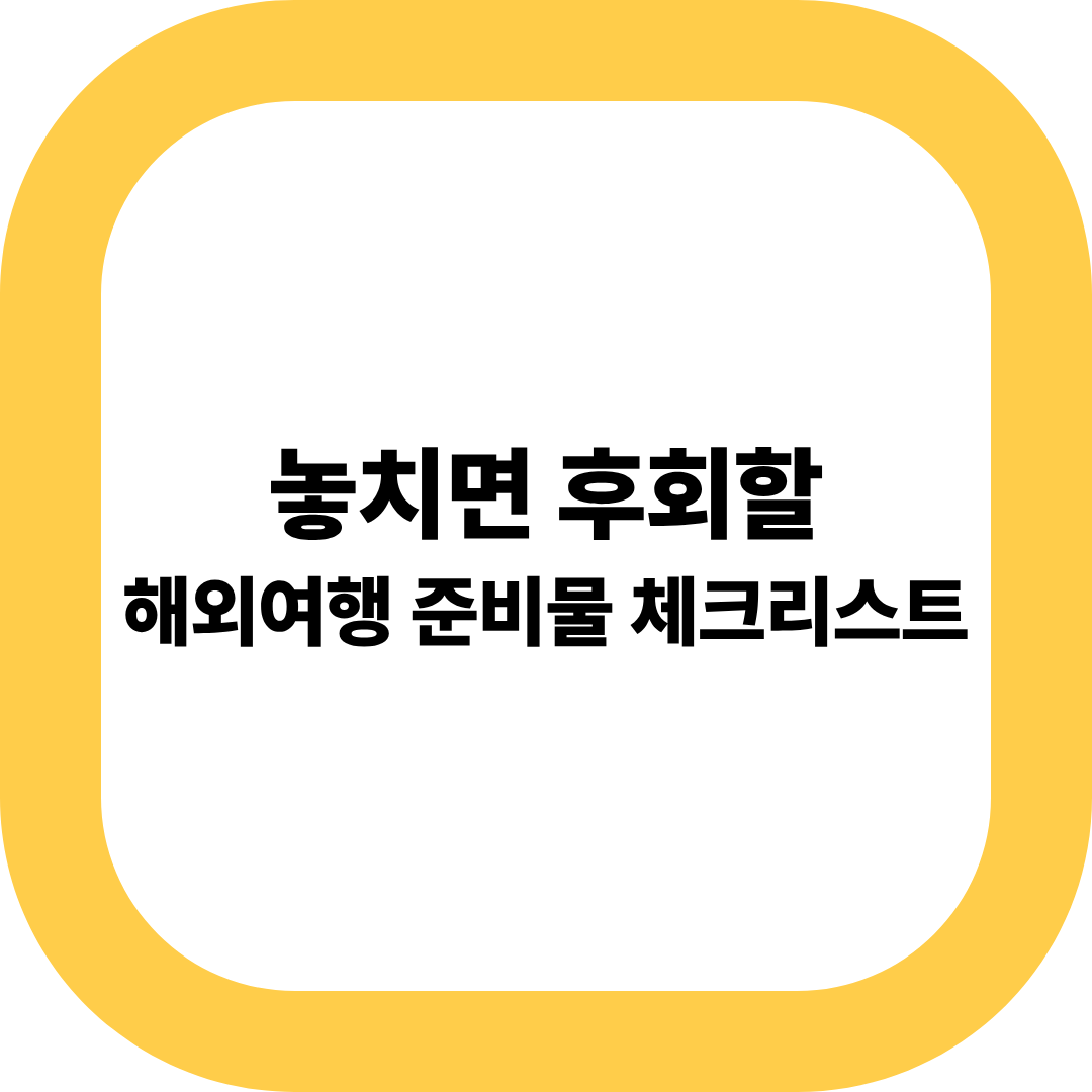 해외 여행 준비물 체크리스트