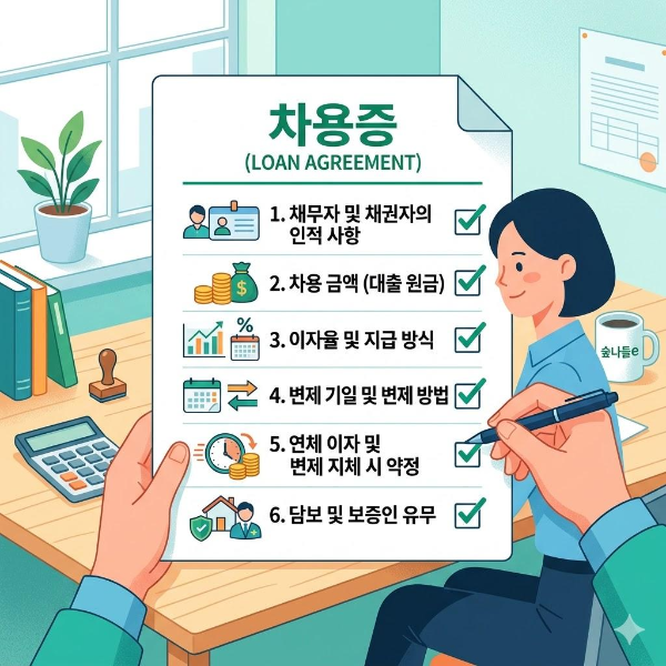 차용증 필수 항목 체크리스트 시각화