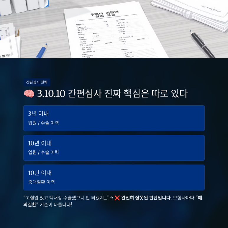 초고령 만성질환 유병자 가입을 위한 3·10·10 고지항목 정밀 분석 차트
