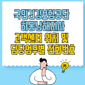 국민건강보험공단 하동남해지사 고객센터 위치 및 담당업무별 전화번호