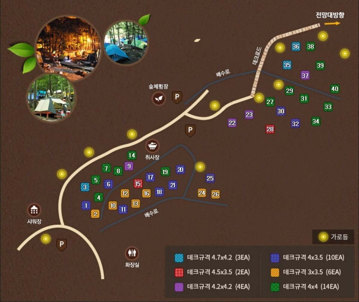 토함산자연휴양림 야영데크 배치도