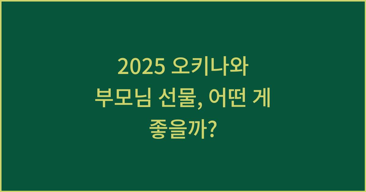 2025 오키나와 부모님 선물