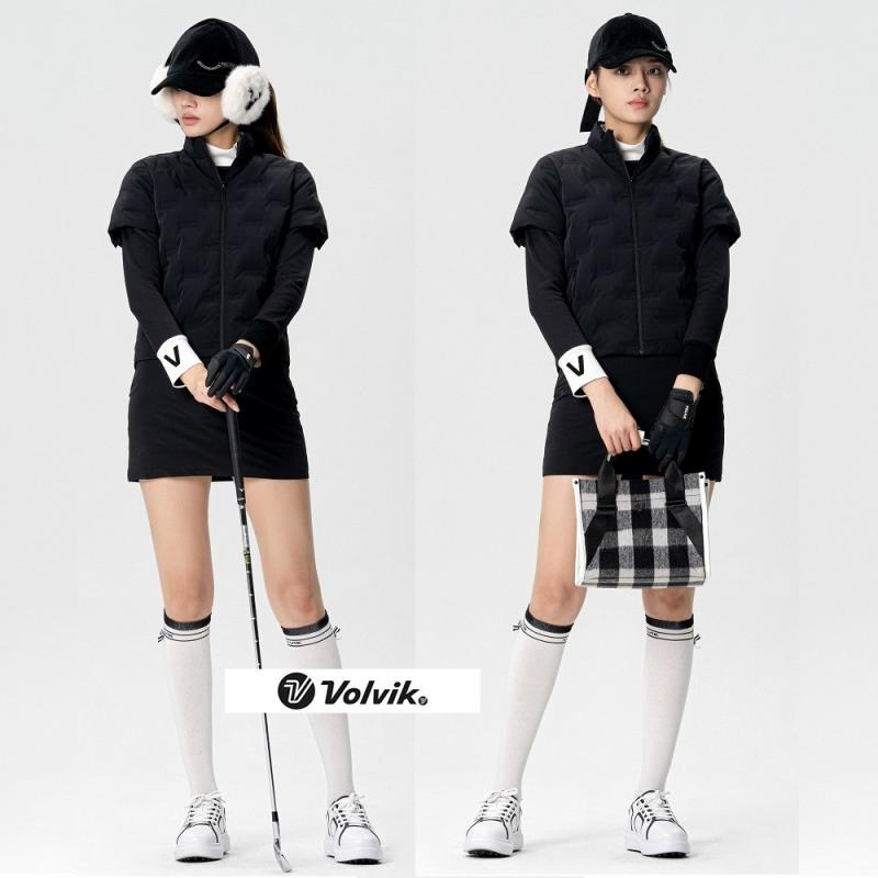 VOLVIK 볼빅 골프웨어 여성 경량 패딩 점퍼 조끼 반팔 스윙 다운 VLDWM902 블랙 화이트