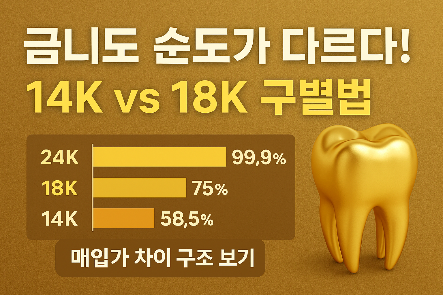 “금니 14K vs 18K 구별법|순도별 매입가 차이, 알고 팔면 더 번다!”