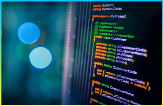 모니터 및 보크 배경에 대한 C 예리한 프로그래밍 언어 소스 코드 예제.