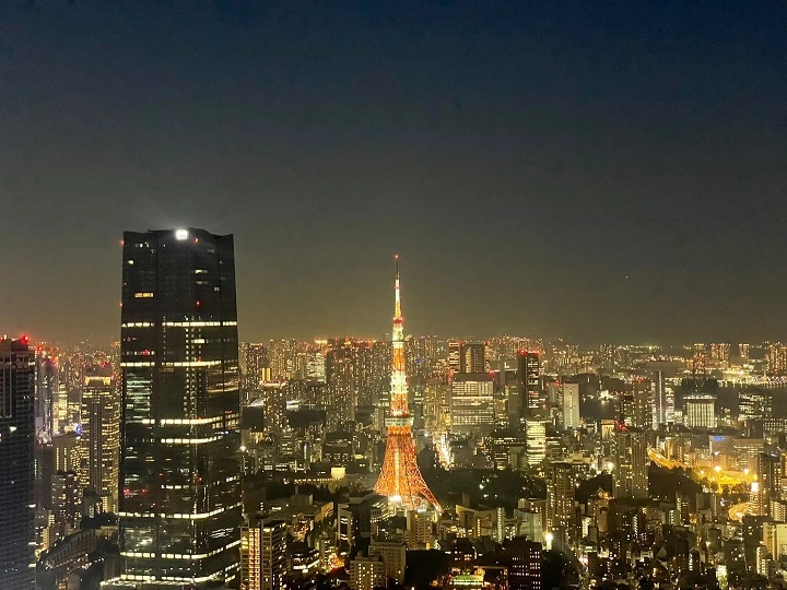 일본 롯폰기 모리타워에서 내려다 본 도쿄 타워