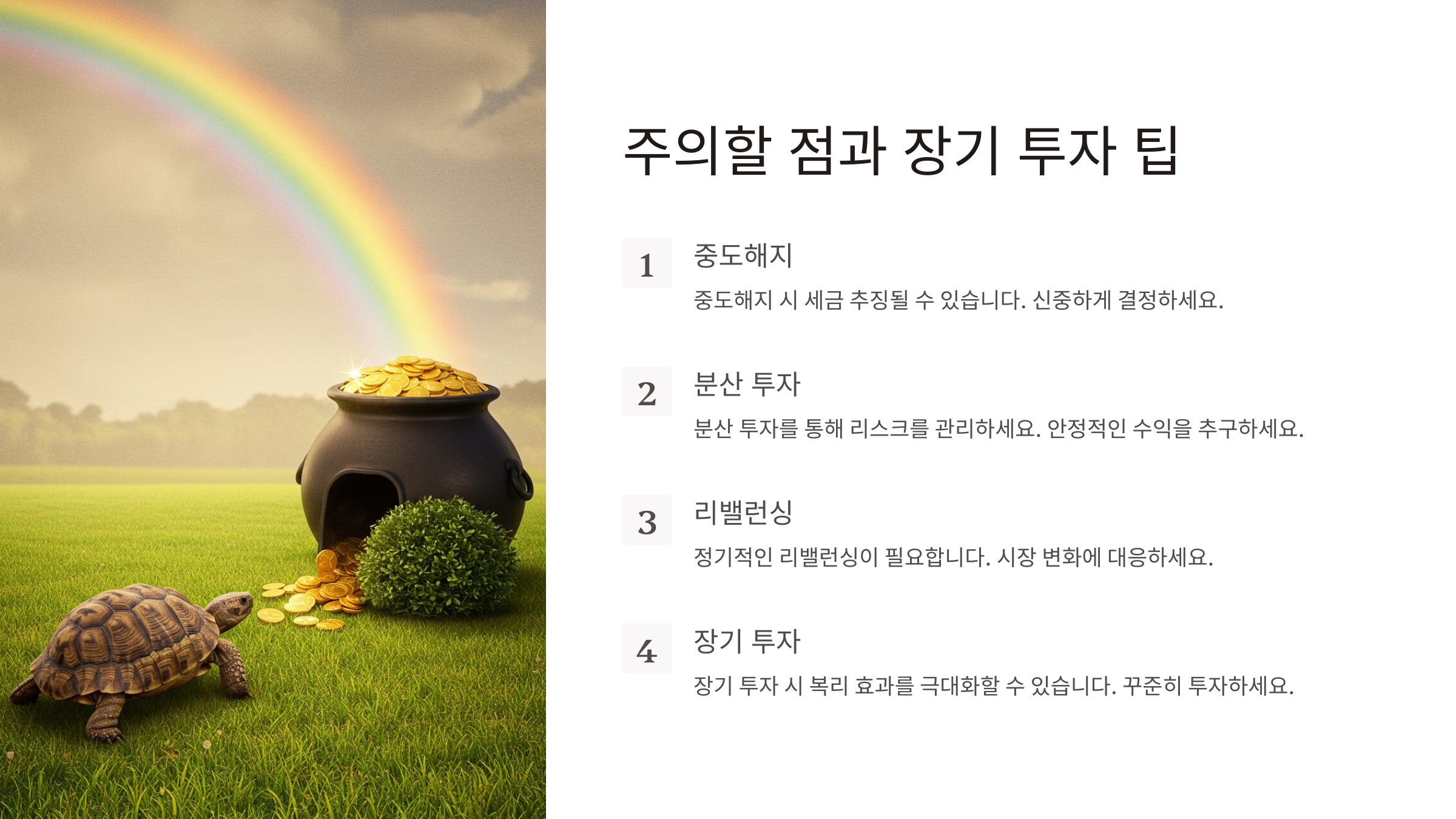 주의할 점과 장기 투자 팁