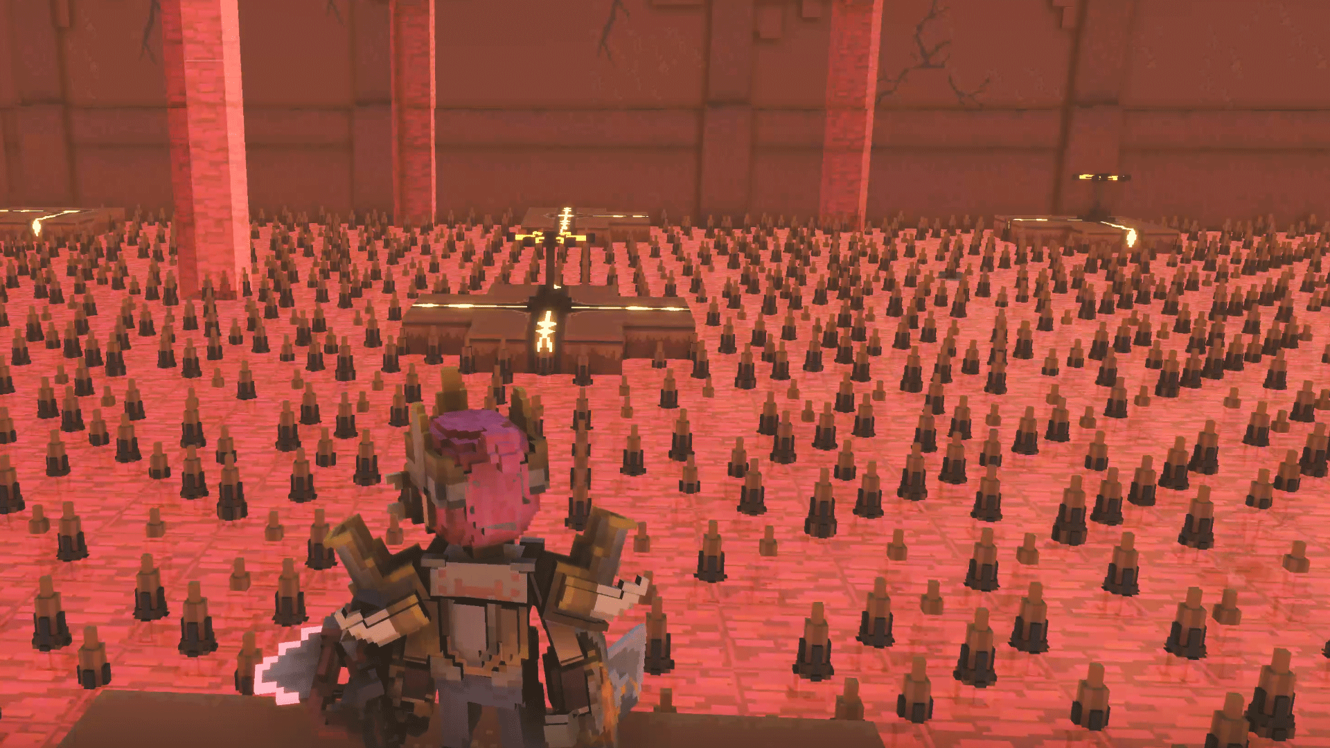 멀리 놓여있는 핸들들을 바라보고 있다.