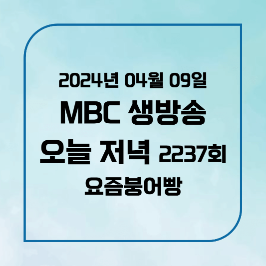 MBC 생방송 오늘 저녁 이색붕어빵 위치,후기, 메뉴 2024년 4월 9일 화요일 2237회