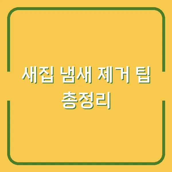 새집 냄새 제거 팁 총정리