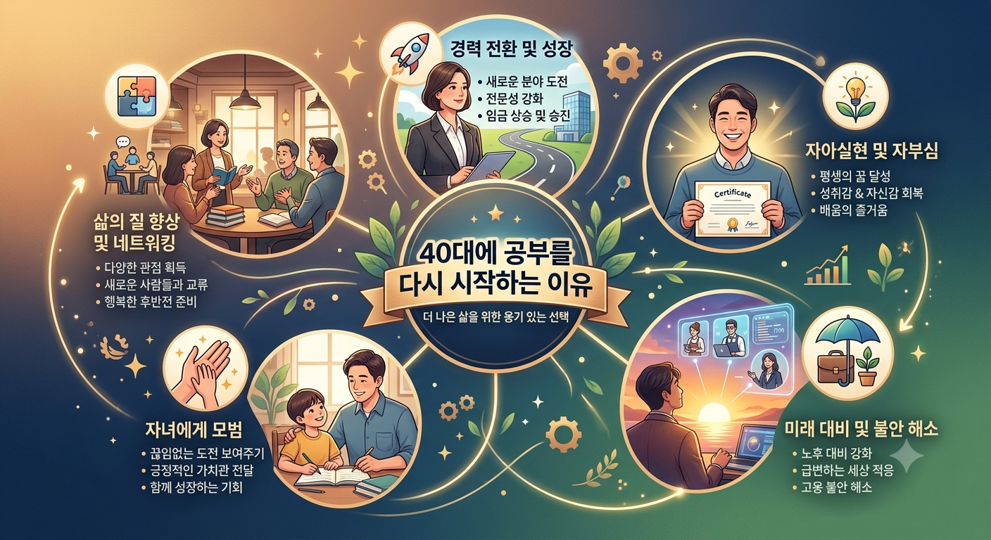 이미지 설명: 40대가 되어 공부를 다시 시작한 이유