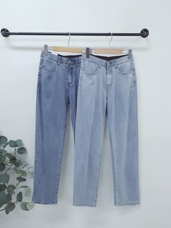 오조이 길이 사이즈다양 -5도씨 아이스 텐셀 여름 허리밴딩 테이퍼드 레귤러핏 스판 데님