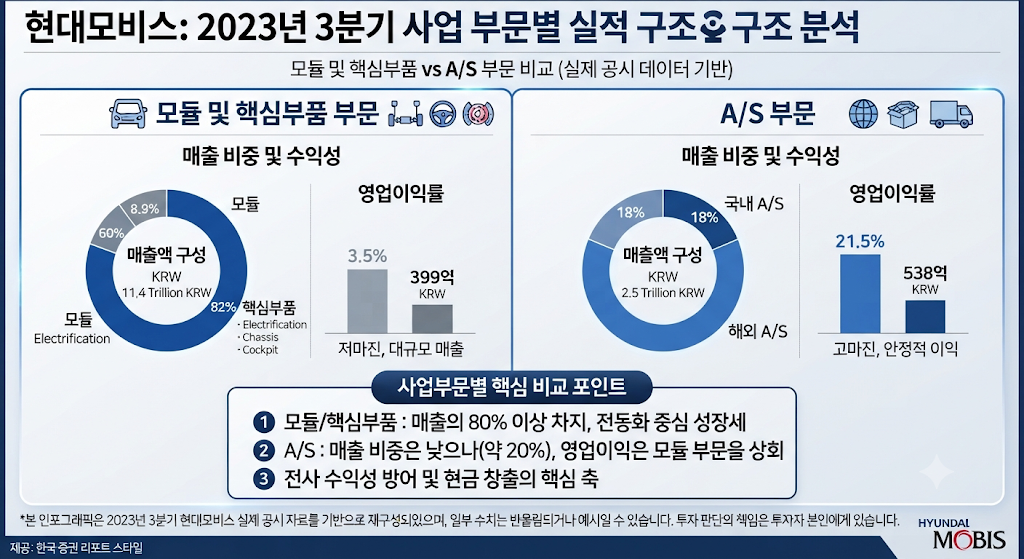 현대모비스 과거 실적 구조 비교 이미지