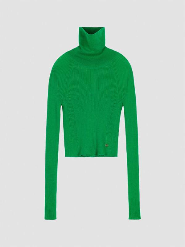 렉토 RECTO SIGNATURE OPEN BACK DETAIL ROLL NECK SWEATER GREEN 니트