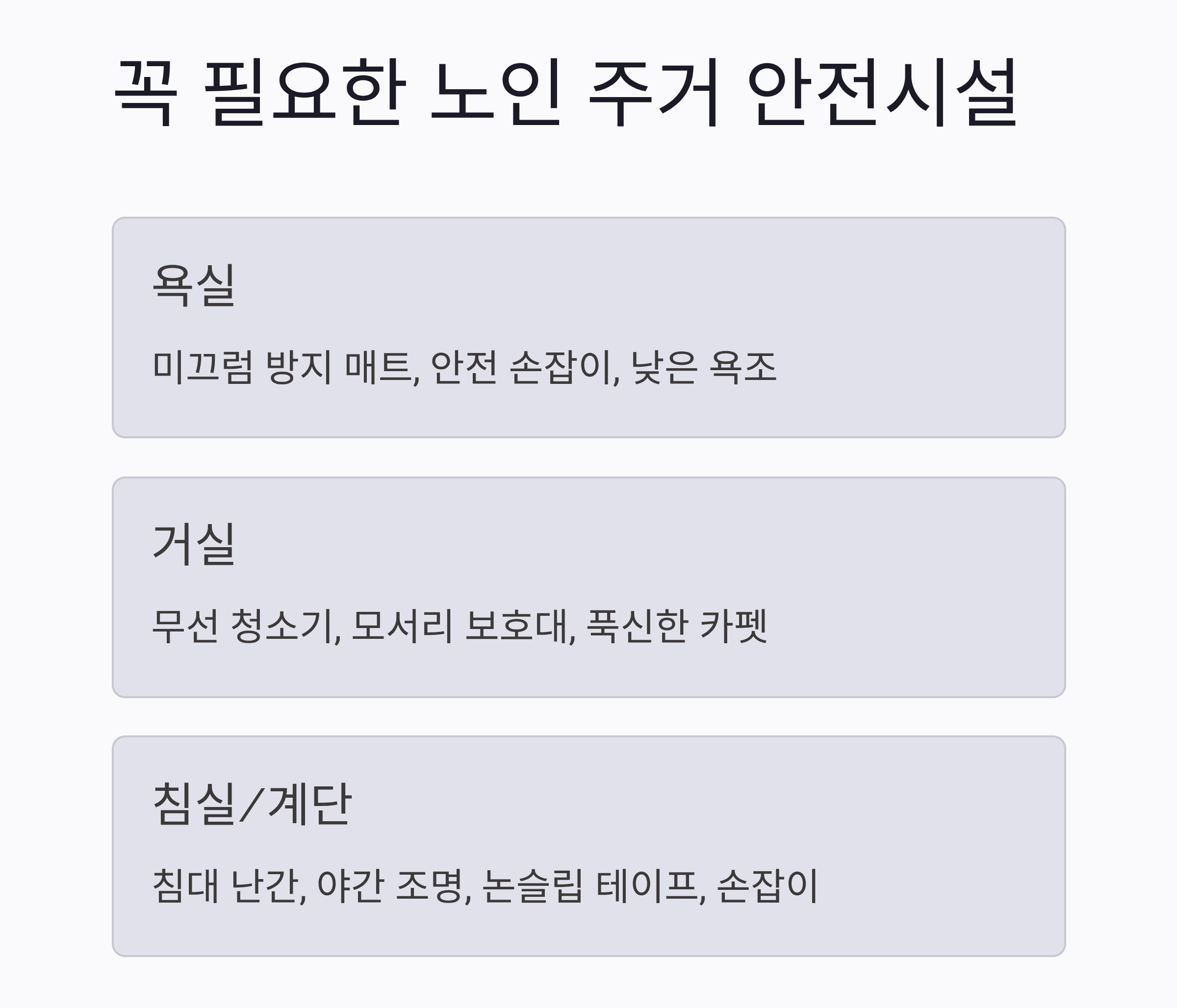 어르신을 위한 안전한 보금자리, 노인 주거 안전시설 체크포인트