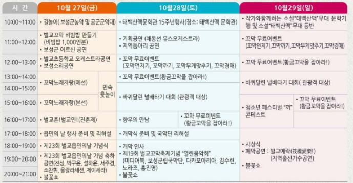 벌교꼬막 축제 일정