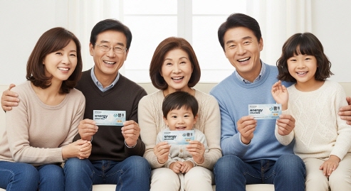 에너지바우처로 따뜻하고 시원하게 지내는 가족의 행복한 순간