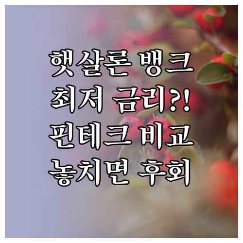 은행별 경쟁 활용 햇살론 뱅크 최저 ..