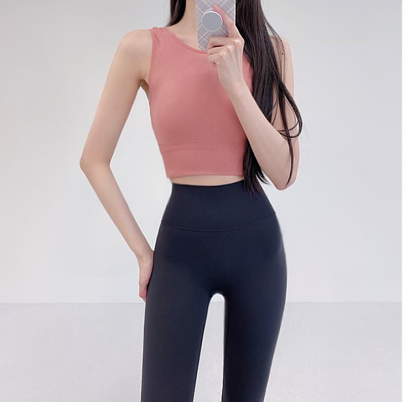 로라벨 민소매 요가브라탑 필라테스복 요가복 필라테스 요가 나시 상의 커버업 티셔츠 크롭