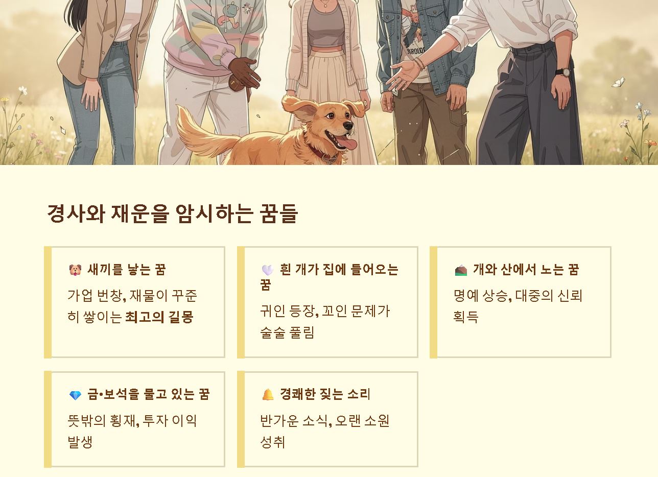 개 꿈해몽 상황별 해석