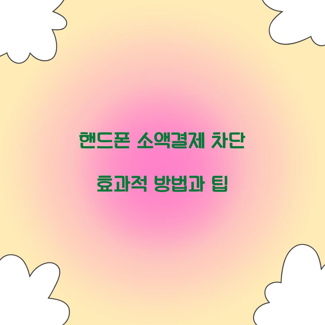 핸드폰 소액결제 차단