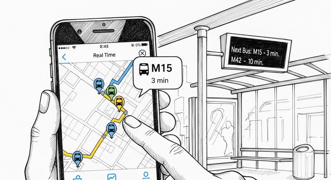 실시간 버스 노선 검색 앱 화면