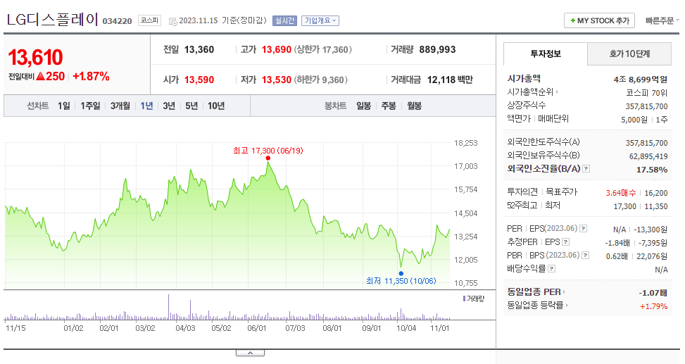 LG디스플레이_주가