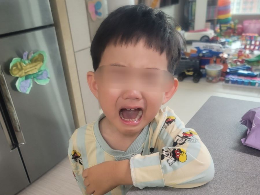 4세 남자아이가 싫어를 외치며 감정 폭발하는 모습