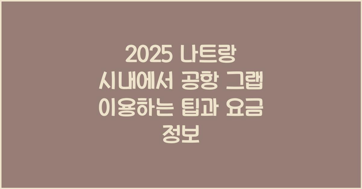 2025 나트랑 시내에서 공항 그랩