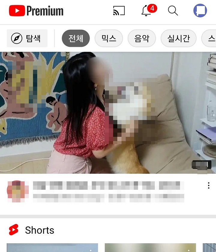 유튜브는 밝은화면 유지하고 있음