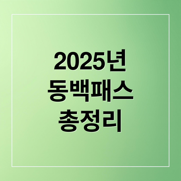 [2025 부산 동백패스 완전 정복] 사용법부터 할인 혜택까지 총정리!