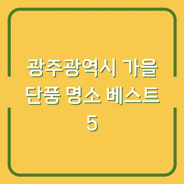광주광역시 가을 단풍 명소 베스트 5