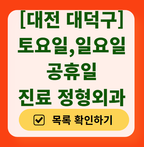대전 대덕구 일요일 문 여는 정형외과 리스트 ❘ 토요일, 주말, 공휴일 진료 영업 병원 목록