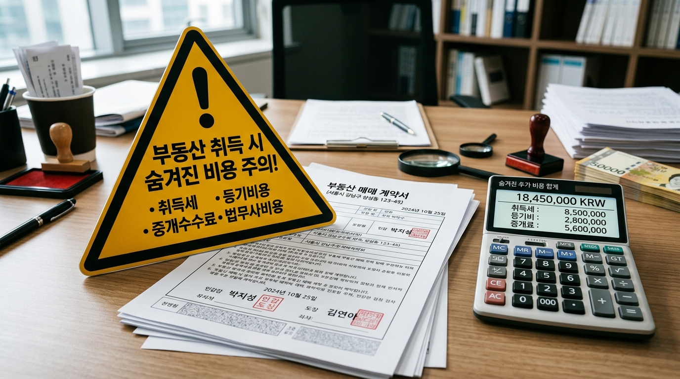 아파트 명의 변경 시 발생하는 취득세와 증여세 주의사항을 계산하는 모습