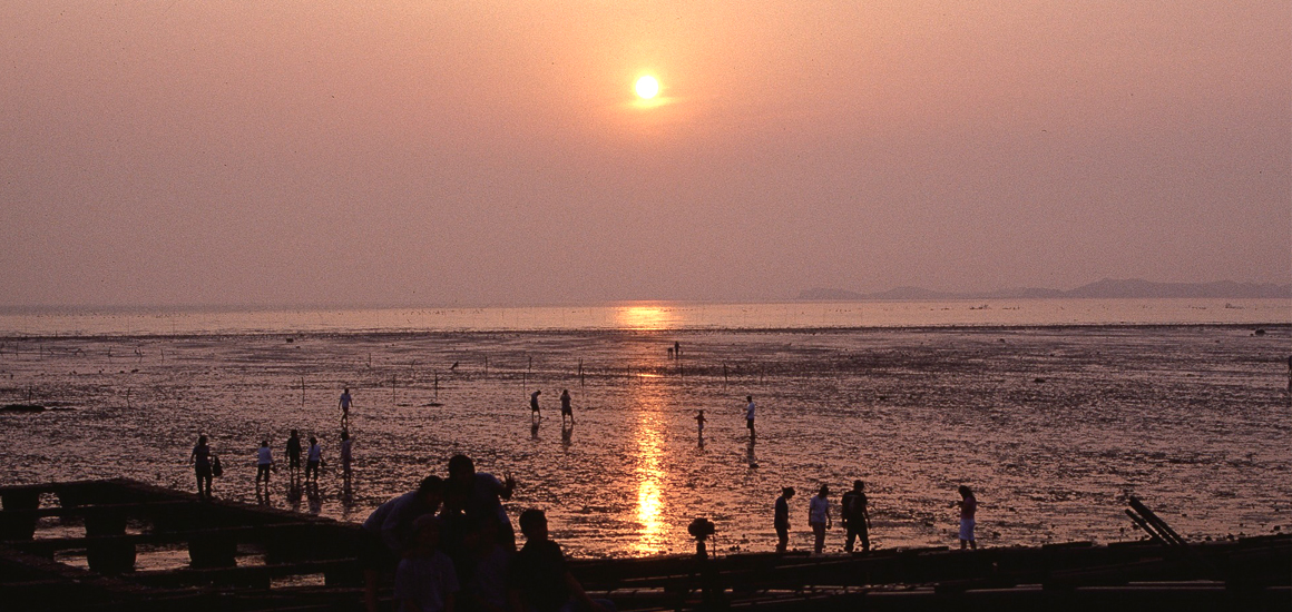 제부도 해변 석양 사진
