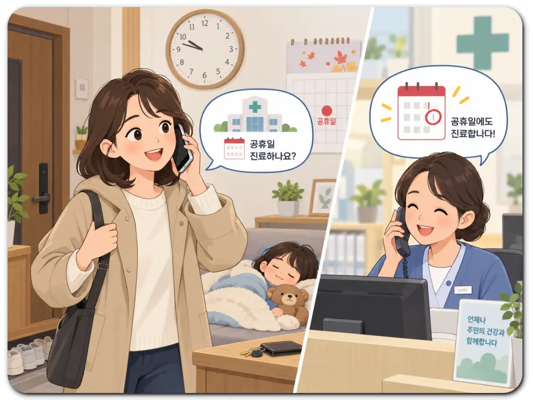 공휴일-진료시간을-확인하는-전화