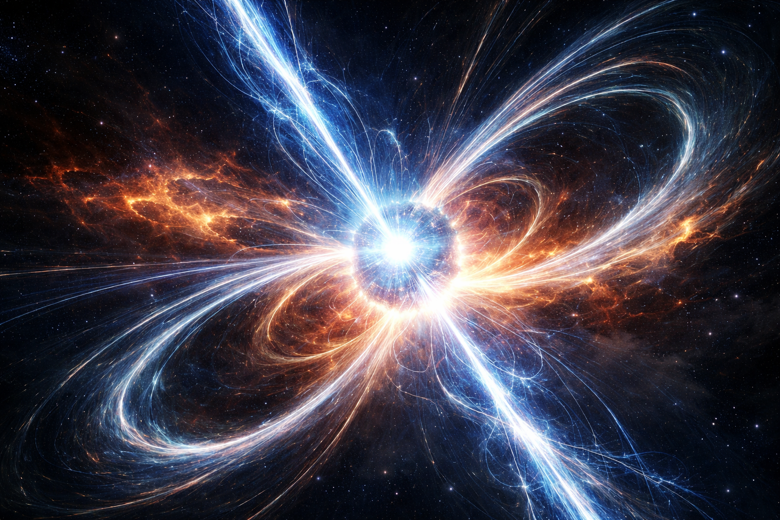 [AI 생성] 마그네타 주변에서 극강의 자기장이 방출되는 장면