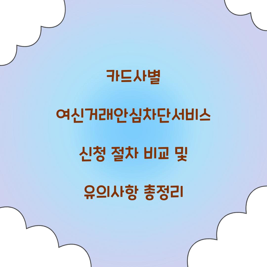 카드사별 여신거래안심차단서비스 신청 절차 비교