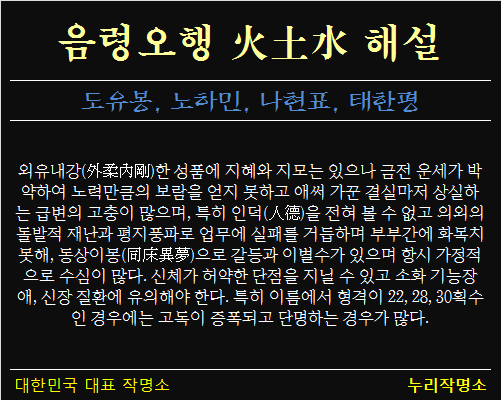 음령오행-화토수-해설