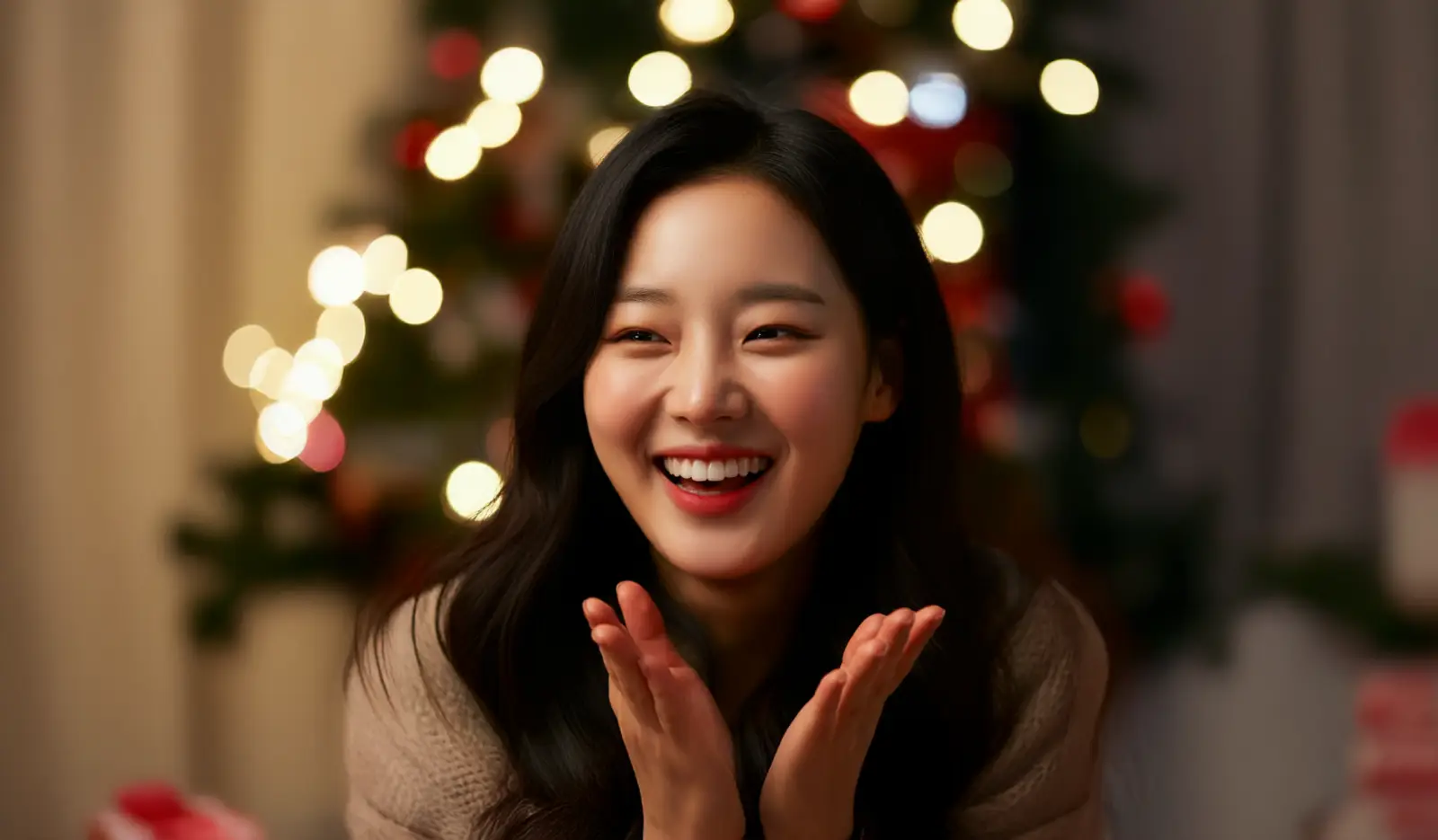밝게 웃는 여성