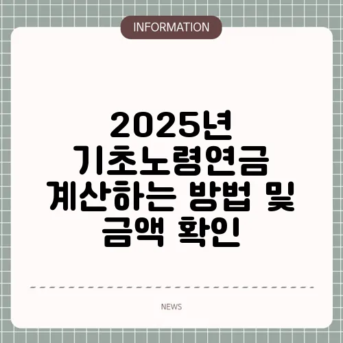 2025년 기초노령연금 계산하는 방법 및 금액 확인