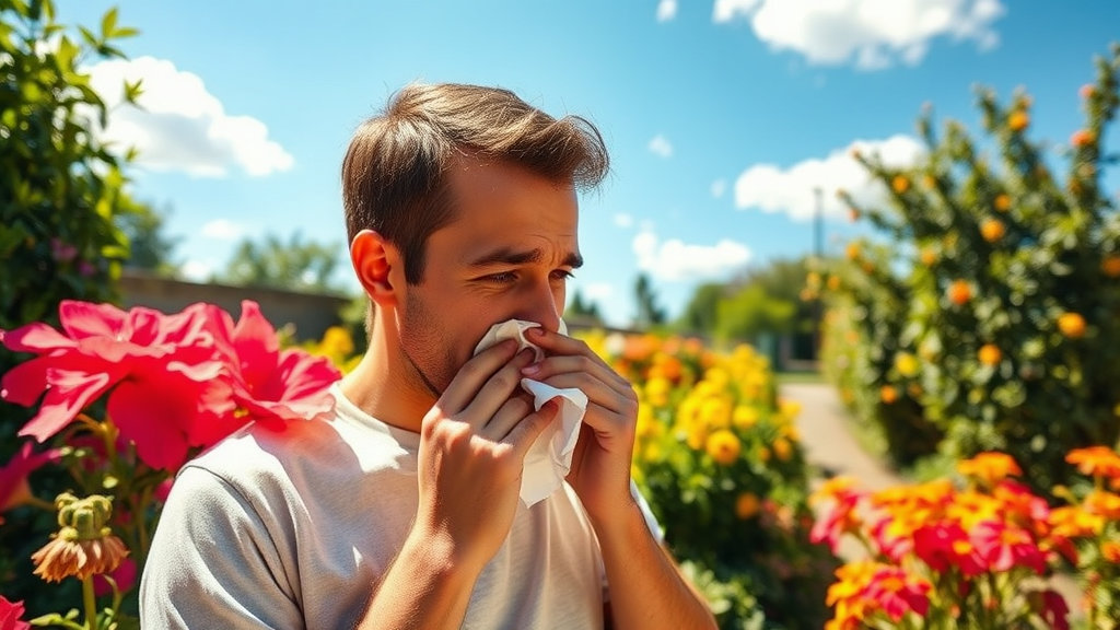 더위와 비염에 콧물흘리는 남자