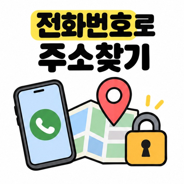 전화번호와 주소 핀 아이콘 옆에 전화번호로 주소찾기 문구를 표시한 개인정보 안내 카드