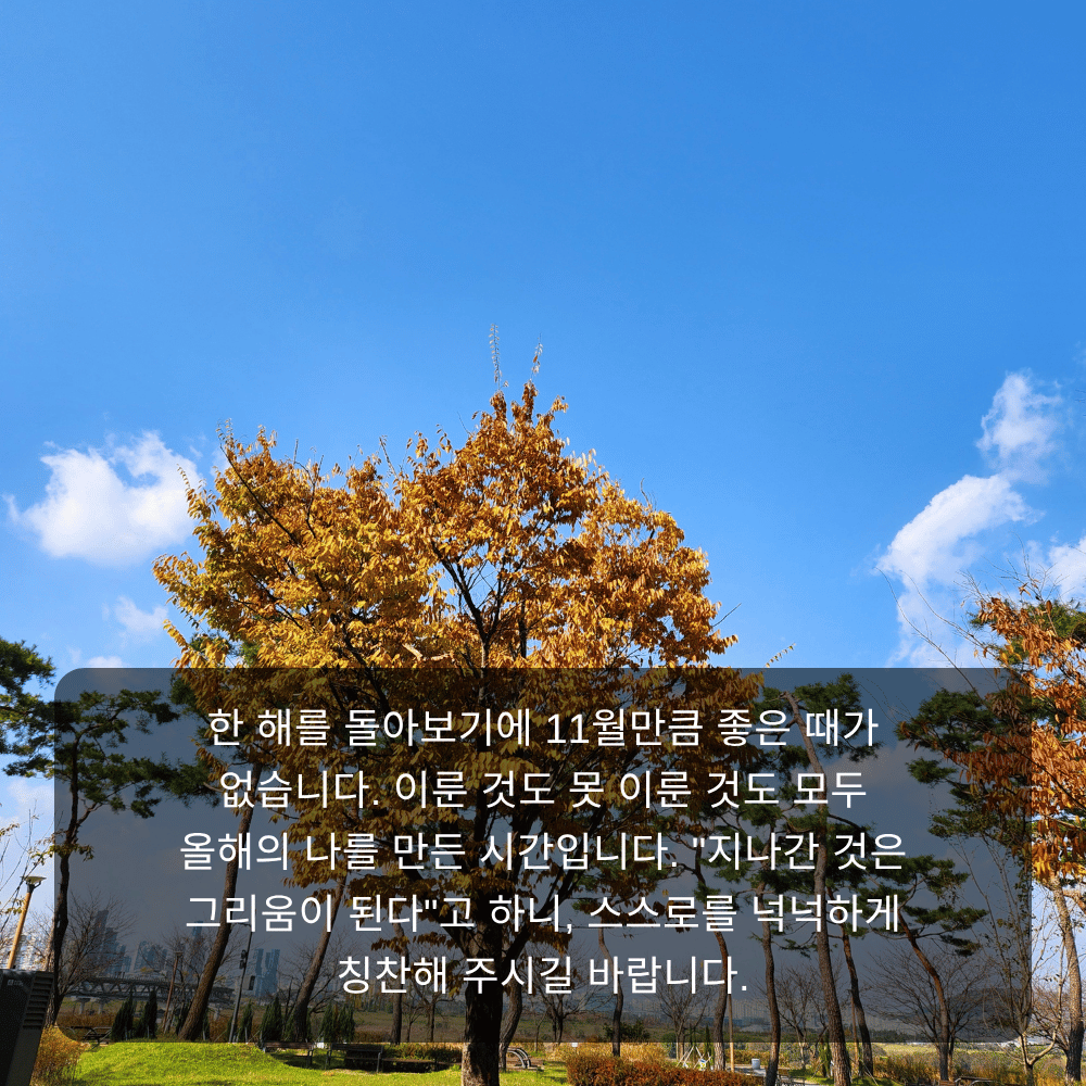 11월 인사말 이미지 8 - 지나간 것은 그리움이 된다, 한 해 돌아보기 문구